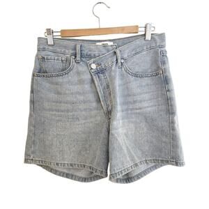 JBD Just Black Denim Light Wash Crossover Waist High-Rise Relaxed Jean Shorts M